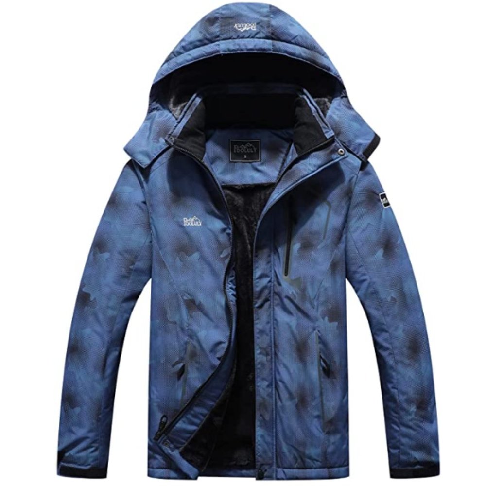 Men's Ski Jacket Warm Winter Waterproof Windbreaker Hooded Raincoat